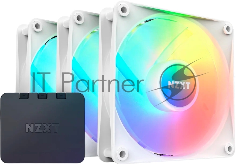 Кулер для корпуса ПК/ Case Cooler NZXT F120 RGB Core Triple Pack (120x120x25mm, 4-pin PWM, RGB, 78.86CFM, 33.88dBA, 1800RPM, White, 3pcs)