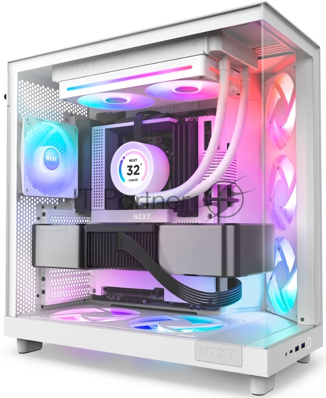 Кулер для корпуса ПК/ Case Cooler NZXT F240 RGB Core (120x120x25mm, 4-pin PWM, RGB, 75.12CFM, 30dBA, 2400RPM, White, Single-Frame RGB Fan Unit)