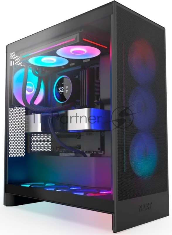 Система жидкостного охлаждения для ПК/ Water Cooling System NZXT Kraken Elite 280 RGB (250W, 280mm, LED temp., Black/ Fans: 2x140mm, 98.61CFM, 34.5dBA, 2000RPM/ Pump height 65mm, 2800RPM, Rad thickness 27mm/ S: 1851, 1700, 1200, 115X, AM5, AM4)