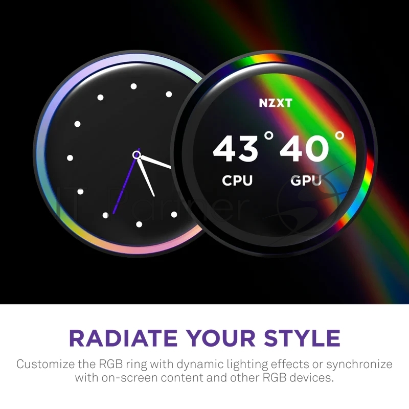 Система жидкостного охлаждения для ПК/ Water Cooling System NZXT Kraken Elite 420 RGB (350W, 420mm, LED temp., White/ Fans: 3x140mm, 98.61CFM, 34.5dBA, 2000RPM/ Pump height 65mm, 2800RPM, Rad thickness 27mm/ S: 1851, 1700, 1200, 115X, AM5, AM4)