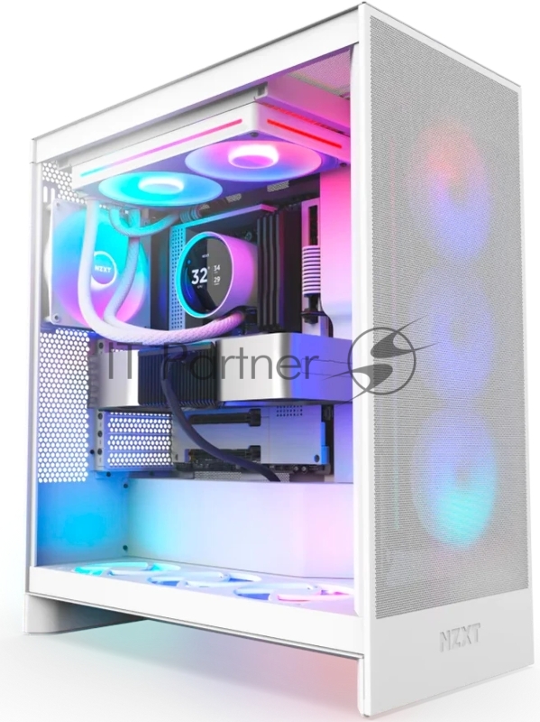 Система жидкостного охлаждения для ПК/ Water Cooling System NZXT Kraken Elite 280 RGB (250W, 280mm, LED temp., White/ Fans: 2x140mm, 98.61CFM, 34.5dBA, 2000RPM/ Pump height 65mm, 2800RPM, Rad thickness 27mm/ S: 1851, 1700, 1200, 115X, AM5, AM4)