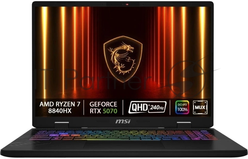 Ноутбук MSI Crosshair A16 HX D8WGKG-078XRU AMD Ryzen 7 8840HX/32Gb/SSD1Tb/RTX5070 8Gb/16/IPS/WQXGA/2560x1600/240 Gray (9S7-15PL21-078)