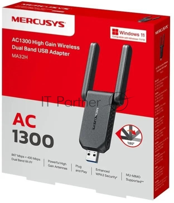 Беспроводной USB-адаптер Mercusys MA32H черный