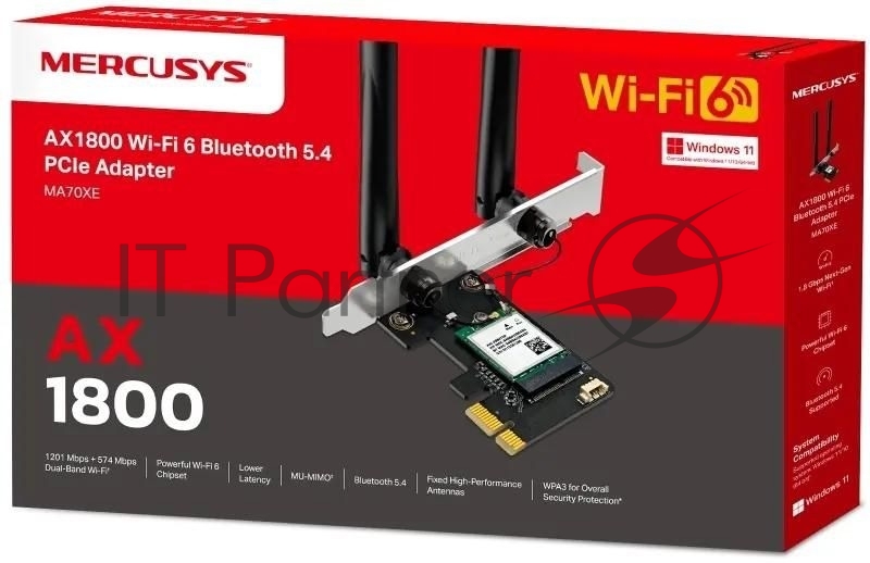 Двухдиапазонный беспроводной адаптер Mercusys MA70XE PCI-Express Wi-Fi с Bluetooth