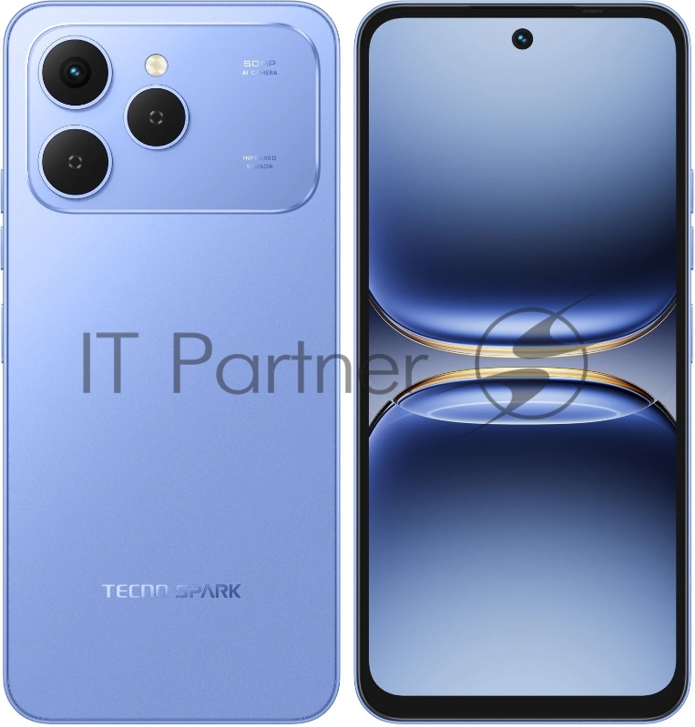 Смартфон Tecno Spark 40 256Gb 8Gb синий моноблок 3G 4G 2Sim 6.67 720x1600 Android 15 50Mpix 802.11 a/b/g/n/ac/ax NFC GPS GSM900/1800 GSM1900 Protect FM microSD max1024Gb