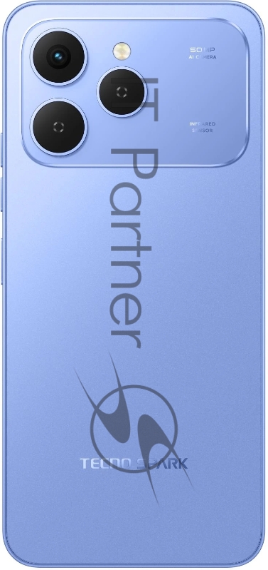 Смартфон Tecno Spark 40 256Gb 8Gb синий моноблок 3G 4G 2Sim 6.67 720x1600 Android 15 50Mpix 802.11 a/b/g/n/ac/ax NFC GPS GSM900/1800 GSM1900 Protect FM microSD max1024Gb