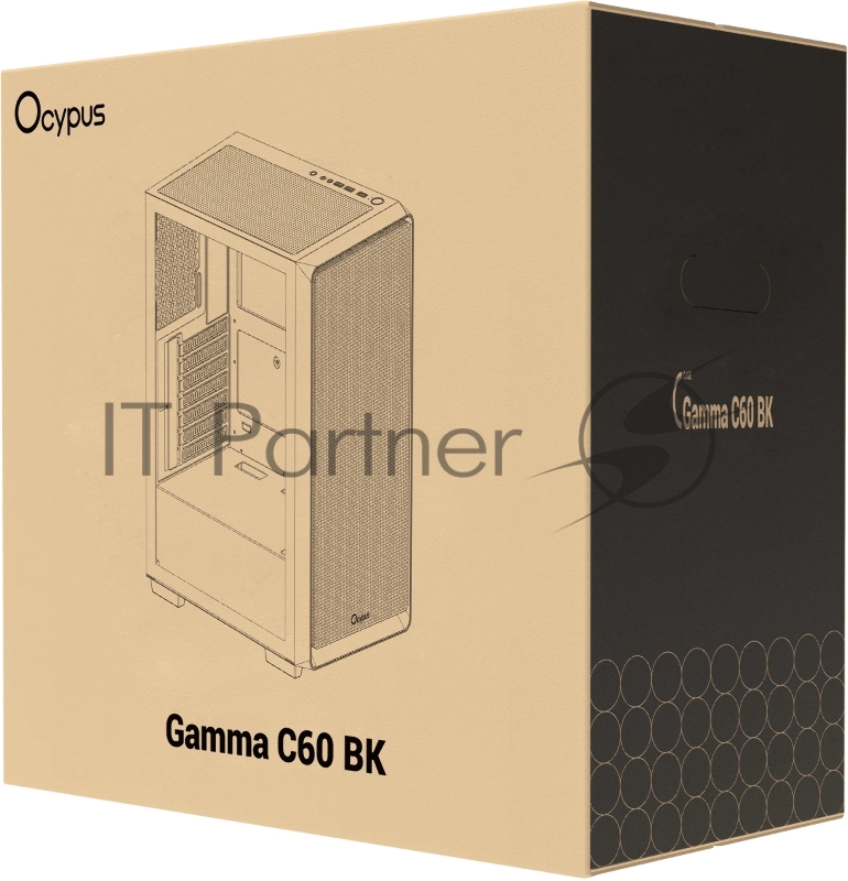 Компьютерный корпус Ocypus Gamma C60 BK ATX / win / black / no PSU / Tempered Glass