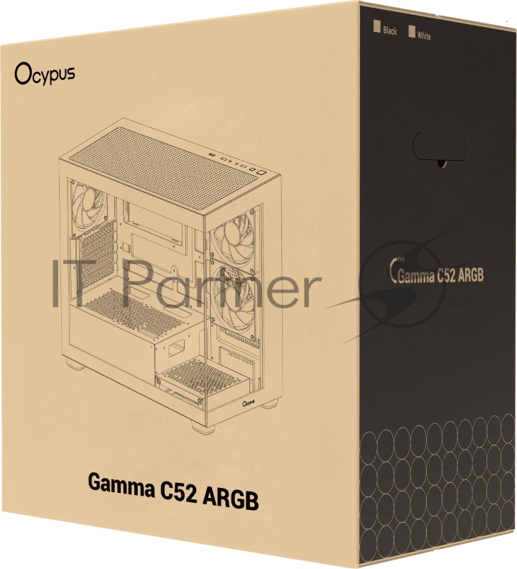 Корпус для ПК Case Ocypus Gamma C52 WH ARGB mATX / win / white / 3 ARGB fans / no PSU / Tempered Glass