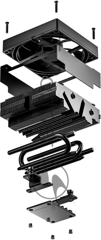 Кулер для процессора ID-COOLING IS-53-XT BLACK LGA1851/1700/1200/115X/AM5/AM4 низкопрофильный высота 53mm (24шт/кор, TDP 95W, PWM, 4 тепл.трубок + медная база, FAN 92mm, черный) BOX