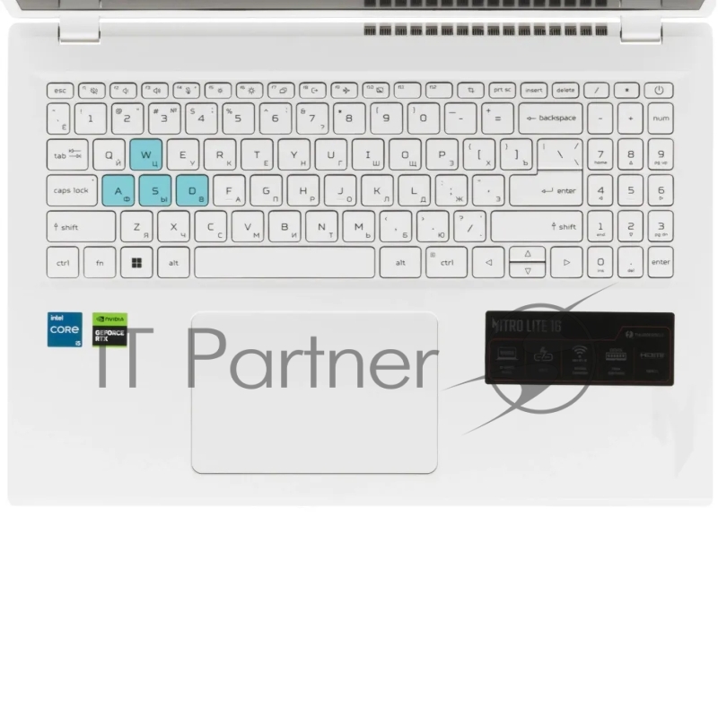 Ноутбук ACER Nitro Lite NL16-71G-74YP 16(1920x1200 (матовый) IPS)/Intel Core i7 13620H(2.4Ghz)/16384Mb/1024PCI GeForce RTX4050(6144Mb)/Cam/BT/WiFi/53 1y/1.95kg/White/NoOS