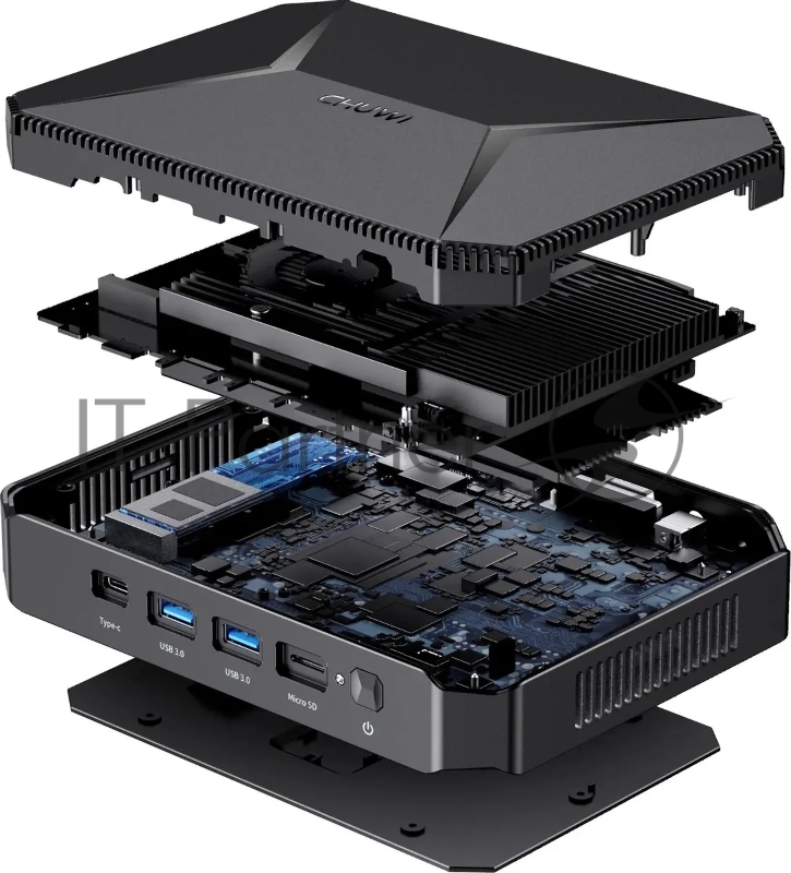 ПК Мини Chuwi HeroBox N100 (0.8) 8Gb SSD256Gb UHDG CR Windows 11 Home GbitEth WiFi BT черный