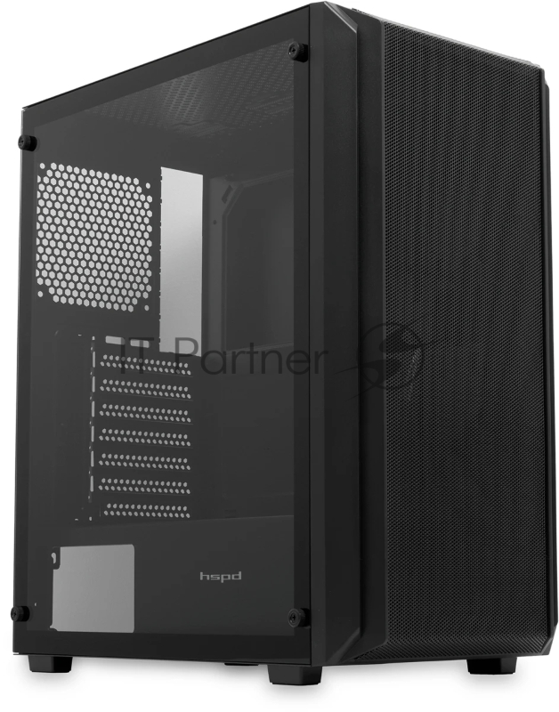 Корпус без блока питания/ Case HSPD M730, Mesh Mid Tower, Black, TG, 0.4 SPCC, no fans, E-ATX, ATX, mATX, mITX, 155/280/175-200mm, 2x2.5, 2x3.5, 7xPCI, 1xUSB-A 3.0, 2xUSB-A 1.0, 335x193x445mm