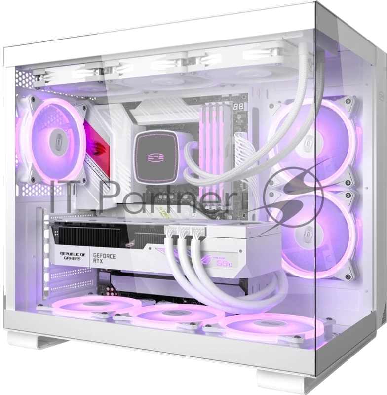 Корпус без блока питания/ Case PCCooler C3T500 ARGB WH, Midi-Tower, TG, 6x120mm ARGB, 1xUSB-C 3.1 + 2xUSB-A 3.0, ATX, mATX, mITX White