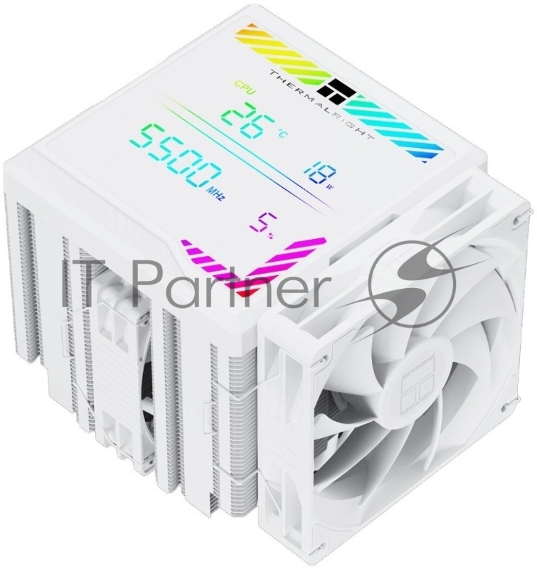 Кулер для процессора/ CPU Cooler Thermalright Peerless Assassin 140 Digital White (4-pin PWM, 165mm, Ni/Cu, 6x6mm, 1x120mm + 1x140mm, 82.CFM, 29.6dBA, 1850RPM, S: 1200, 1700, 1851, 115X, 2011, 2066, AM4, AM5, white)