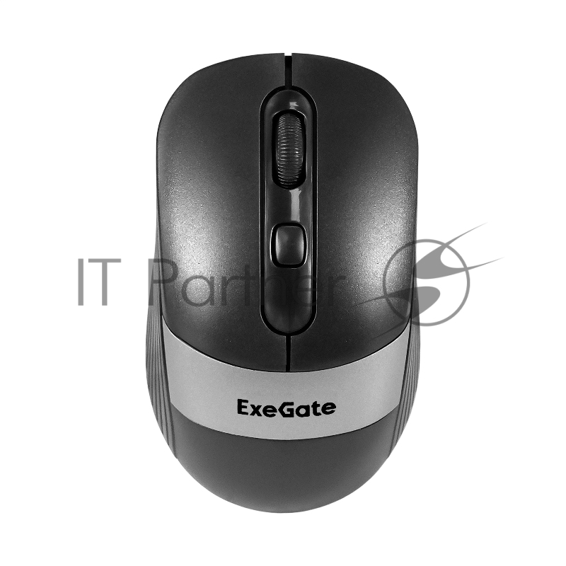 Беспроводная мышь ExeGate Professional Standard FG-10 Grey (радиоканал 2,4 ГГц, USB, оптическая, 1200dpi, 4D, 4 кнопки и колесо прокрутки, черная, серая вставка, RTL)
