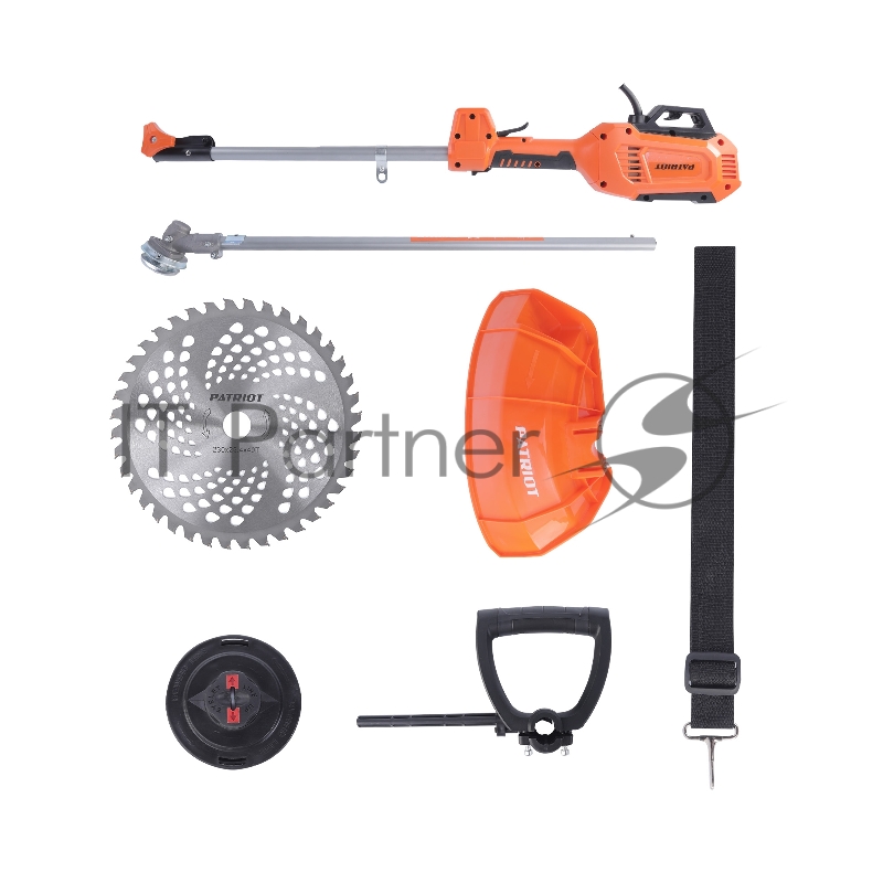 Триммер электрический PATRIOT ET 1202, мощность 1200Вт разъемная штанга гибкий вал защита от перегрева плавный пуск полуавтоматическая катушка и 3Т диск в комплекте