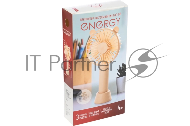 Вентилятор Energy EN-0610 USB (настольный, аккумулятор) розовый