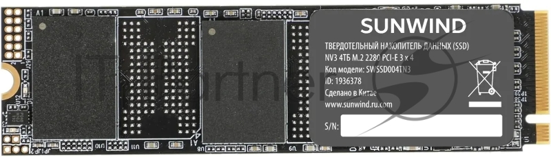 Накопитель SSD SunWind PCIe 3.0 x4 4TB SWSSD004TN3 NV3 M.2 2280