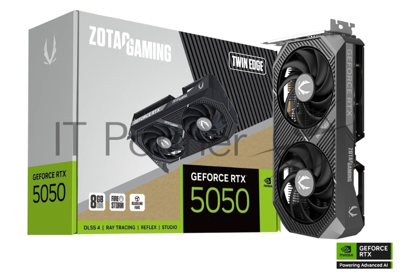 Видеокарта Zotac PCI-E 5.0 RTX 5050 TWIN EDGE NVIDIA GeForce RTX 5050 8Gb 128bit GDDR6 2572/20000 HDMIx1 DPx3 HDCP Ret