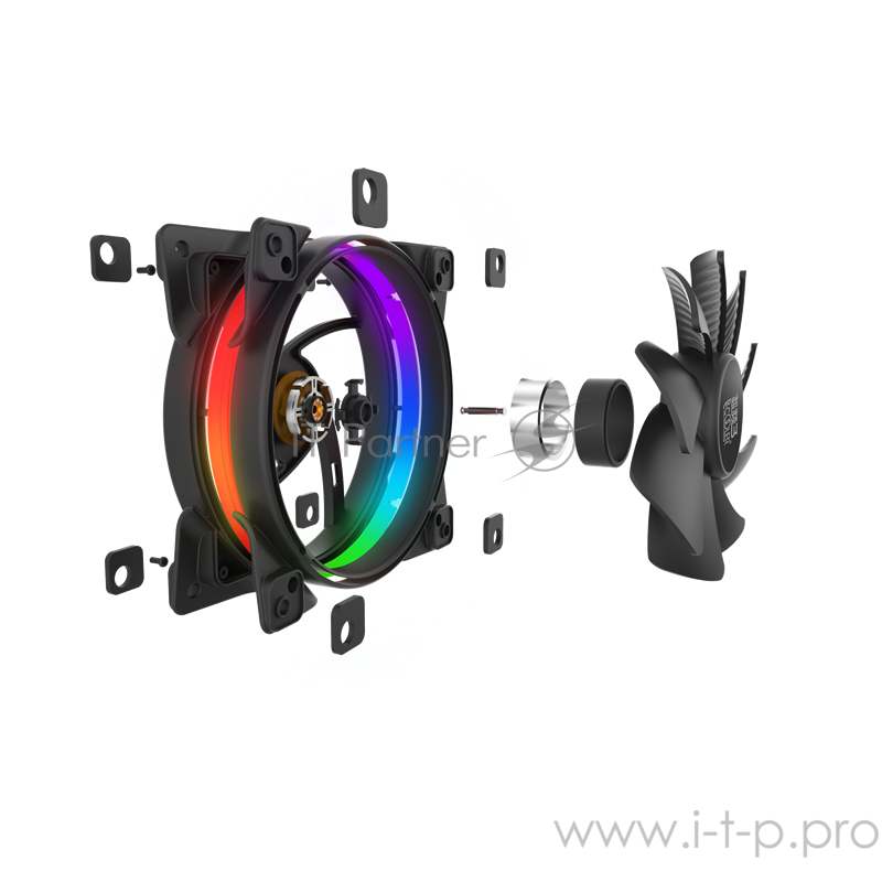 Вентиляторы PCCooler Вентилятор CORONA RGB 120x120x25 мм (PWM, 40шт./кор, пит. от мат.платы и БП, 800-1800 об/мин) Retail