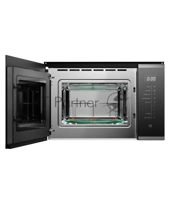 Встраиваемая микроволновая печь Kuppersberg HMW 651 BX, High-Tech, 25 л, мощность 900 Вт, кварцевый гриль, поворотный стол, 5 уровней мощности, 8 автоматических программ, размораживание, сенсорное управление, дисплей, цвет черный/нержавеющая сталь