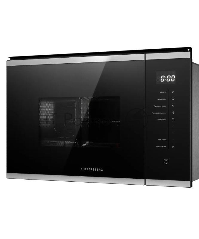 Встраиваемая микроволновая печь Kuppersberg HMW 651 BX, High-Tech, 25 л, мощность 900 Вт, кварцевый гриль, поворотный стол, 5 уровней мощности, 8 автоматических программ, размораживание, сенсорное управление, дисплей, цвет черный/нержавеющая сталь