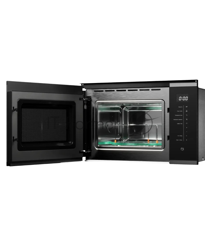 Встраиваемая микроволновая печь Kuppersberg HMW 651 BX, High-Tech, 25 л, мощность 900 Вт, кварцевый гриль, поворотный стол, 5 уровней мощности, 8 автоматических программ, размораживание, сенсорное управление, дисплей, цвет черный/нержавеющая сталь