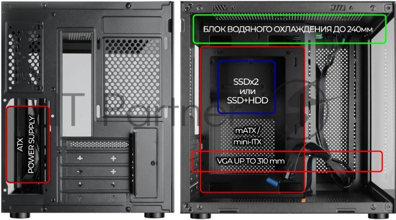 Компьютерный корпус Ginzzu V100 закаленное стекло 1*USB 3.0,1*USB 2.0, AU mATX