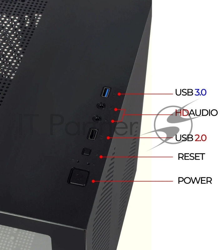 Компьютерный корпус Ginzzu V100 закаленное стекло 1*USB 3.0,1*USB 2.0, AU mATX