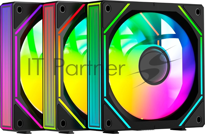 Вентилятор для корпуса Fan Ocypus Gamma F12 UNI BK ARGB REVERSE BLADE 3 IN 1 PWM черный