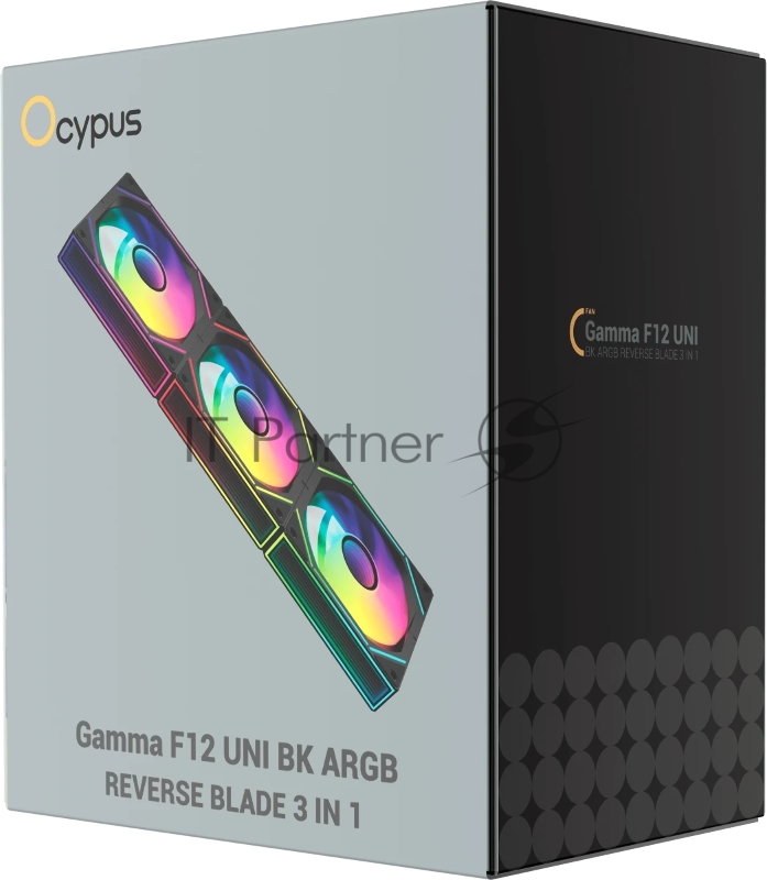 Вентилятор для корпуса Fan Ocypus Gamma F12 UNI BK ARGB REVERSE BLADE 3 IN 1 PWM черный