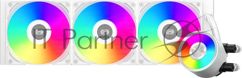 Система охлаждения Water Cooling System PCCooler DA360 Pro ARGB WH (300W, 360mm, White, ARGB/ Fans: 3x120mm, 75.8CFM, 33.7dBA, 2200RPM/ Pump height 57mm, 28dBA, 3000RPM, Rad thickness 27mm/ S: 1851, 1700, 1200, 20XX, 115X, AM5, AM4)