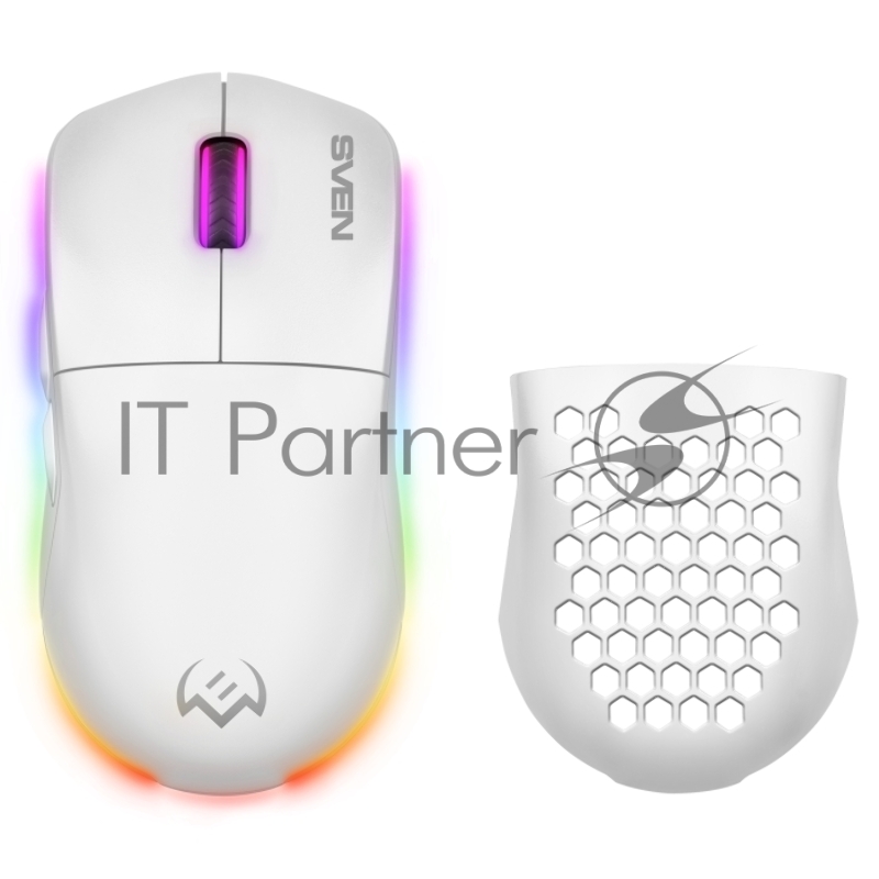 Мышь беспроводная SVEN RX-G980W белая (6+1кл. 50-26000 DPI, ПО, RGB-подсветка, игров. упак)