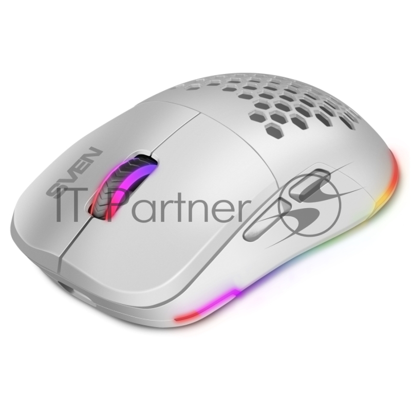Мышь беспроводная SVEN RX-G980W белая (6+1кл. 50-26000 DPI, ПО, RGB-подсветка, игров. упак)