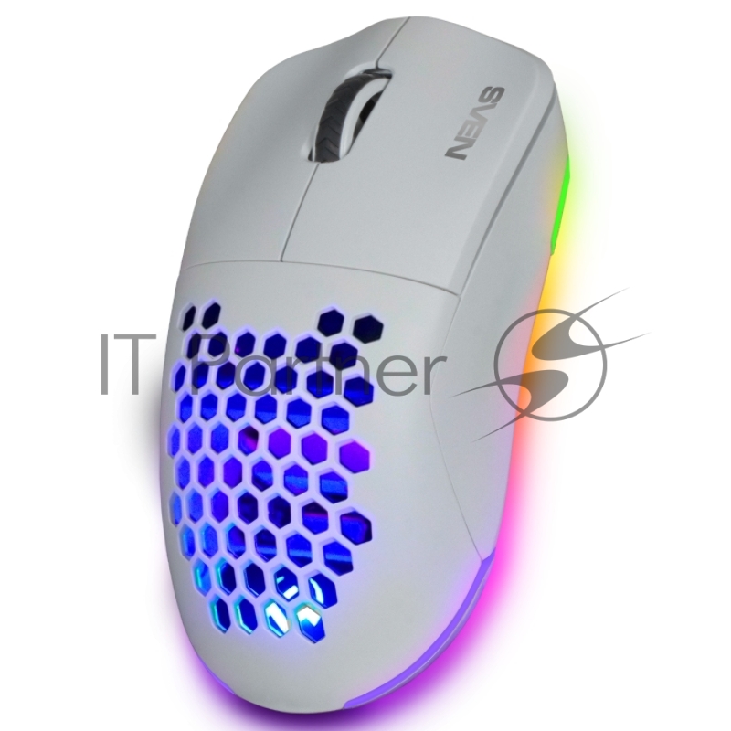 Мышь беспроводная SVEN RX-G980W белая (6+1кл. 50-26000 DPI, ПО, RGB-подсветка, игров. упак)