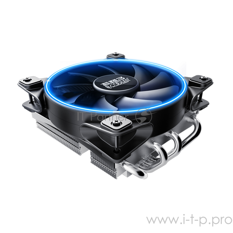 Кулер PCCooler GI-46U CORONA B LGA/115X/775/AM4/3/3+/AM2/2+/F (30 шт/кор, TDP 125W, 120mm PWM SilentPro Blue LED FAN, 4 тепловые трубки 6мм, 1000-1800RPM, 26,5dBa)