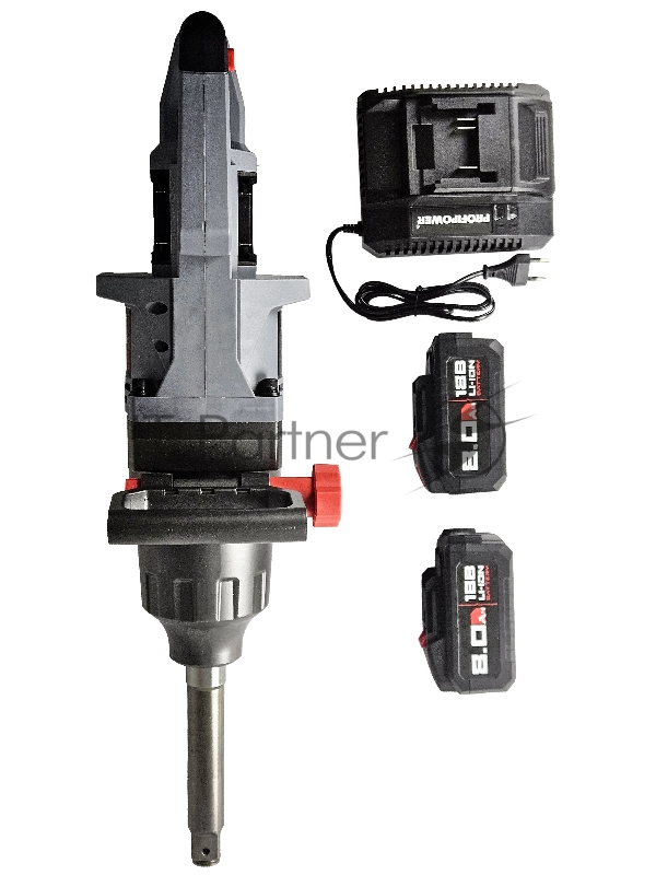 Аккумуляторный бесщеточный ударный гайковерт PROFIPOWER T-4000N длинный шпиндель (40В, 4000Нм, Li-ion-2шт, 8.0Ач, Переходник 1, З/У, в кейсе)