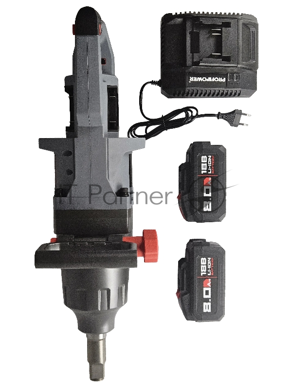 Аккумуляторный бесщеточный ударный гайковерт PROFIPOWER T-4000NK короткий шпиндель (40В, 4000Нм, Li-ion-2шт, 8.0Ач, Переходник 1, З/У, в кейсе)