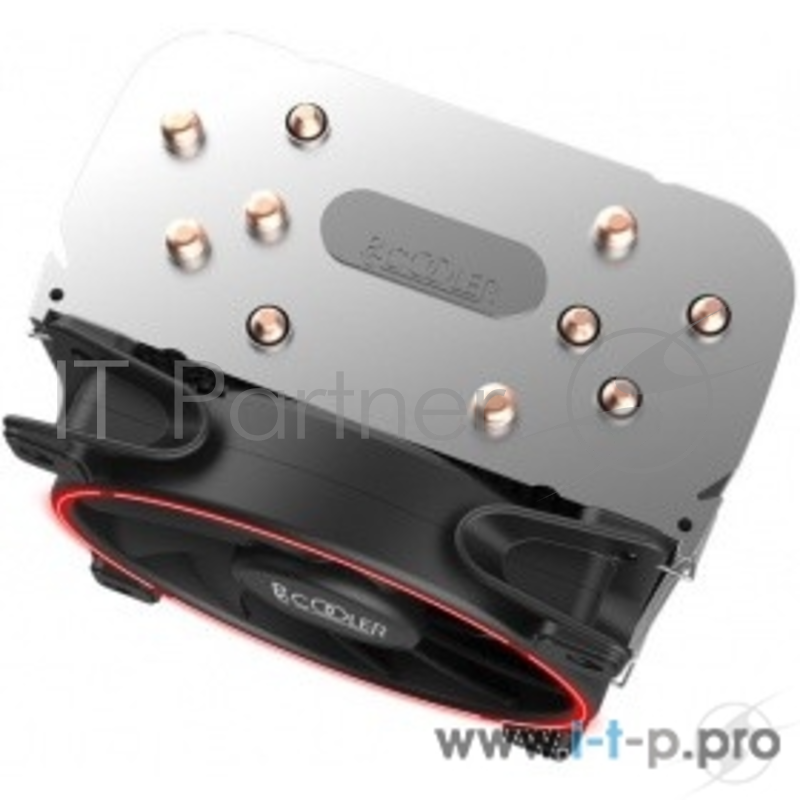 Кулер PCCooler GI-H58U CORONA R LGA2066/2011/1366/115X/775/AM4 (10 шт/кор, TDP 240W, 120mm PWM SilentPro Red LED FAN, 5 тепловых трубок 8мм, 1000-1800RPM, 26,5dBa)