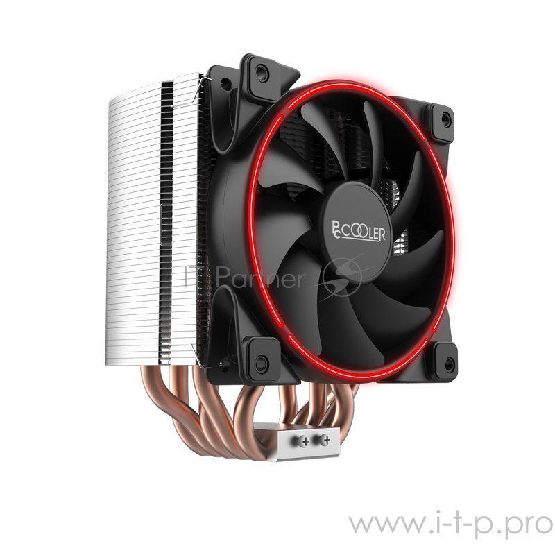Кулер PCCooler GI-H58U CORONA R LGA2066/2011/1366/115X/775/AM4 (10 шт/кор, TDP 240W, 120mm PWM SilentPro Red LED FAN, 5 тепловых трубок 8мм, 1000-1800RPM, 26,5dBa)