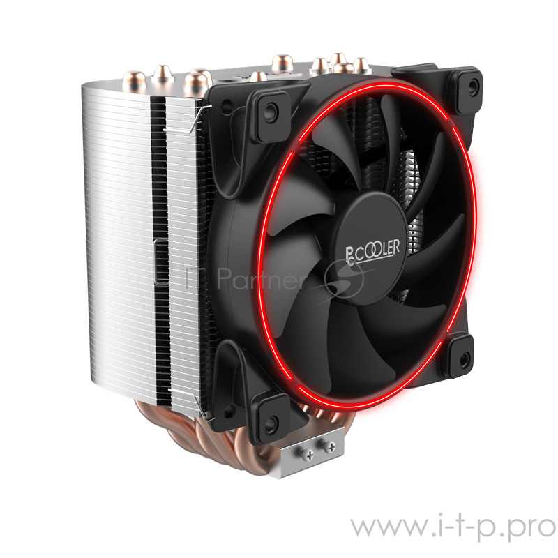 Кулер PCCooler GI-H58U CORONA R LGA2066/2011/1366/115X/775/AM4 (10 шт/кор, TDP 240W, 120mm PWM SilentPro Red LED FAN, 5 тепловых трубок 8мм, 1000-1800RPM, 26,5dBa)