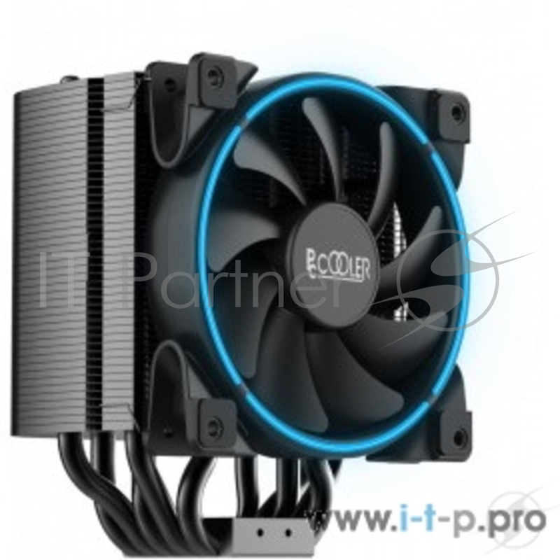 Кулер PCCooler GI-H58UB CORONA B LGA2066/2011/1366/115X/775/AM4 (10 шт/кор, TDP 240W, 120mm PWM SilentPro Blue LED FAN, 5 тепловых трубок 8мм, 1000-1800RPM, 26,5dBa)
