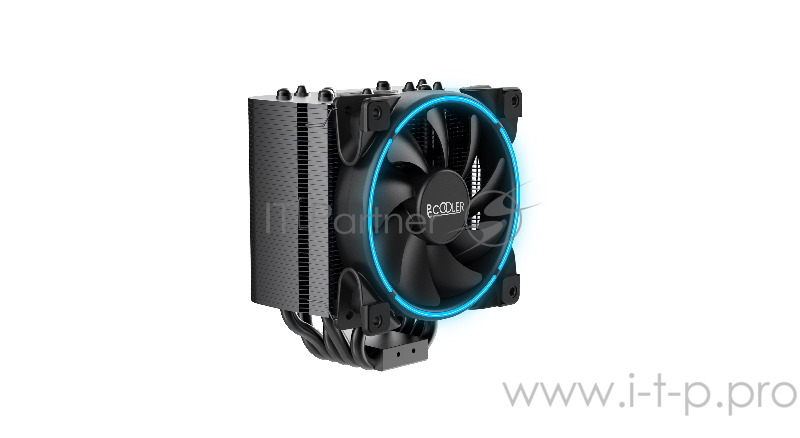 Кулер PCCooler GI-H58UB CORONA B LGA2066/2011/1366/115X/775/AM4 (10 шт/кор, TDP 240W, 120mm PWM SilentPro Blue LED FAN, 5 тепловых трубок 8мм, 1000-1800RPM, 26,5dBa)