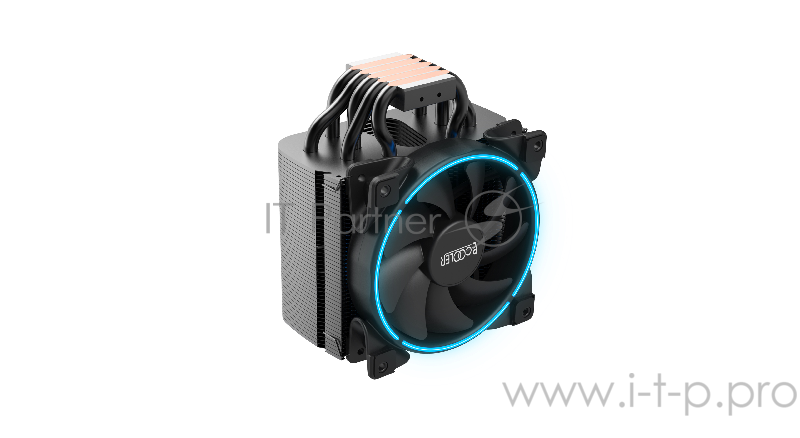 Кулер PCCooler GI-H58UB CORONA B LGA2066/2011/1366/115X/775/AM4 (10 шт/кор, TDP 240W, 120mm PWM SilentPro Blue LED FAN, 5 тепловых трубок 8мм, 1000-1800RPM, 26,5dBa)