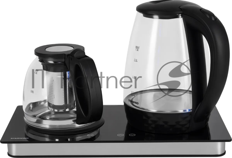 Чайник электрический Starwind SKG4044 1.8л. 1800Вт черный/серебристый корпус: стекло