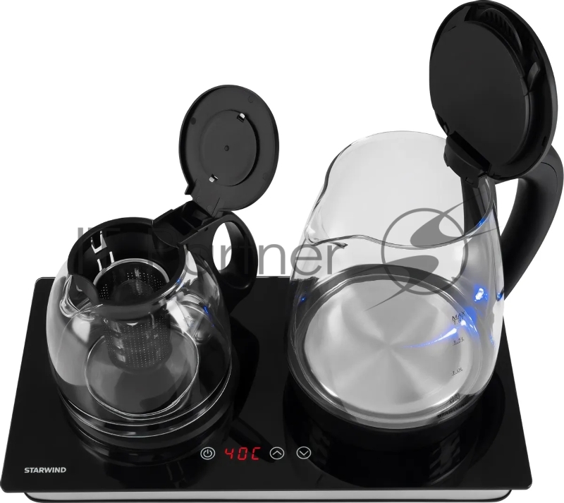 Чайник электрический Starwind SKG4044 1.8л. 1800Вт черный/серебристый корпус: стекло