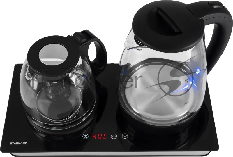Чайник электрический Starwind SKG4044 1.8л. 1800Вт черный/серебристый корпус: стекло