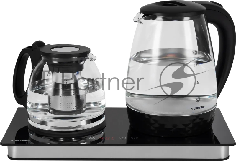 Чайник электрический Starwind SKG4044 1.8л. 1800Вт черный/серебристый корпус: стекло