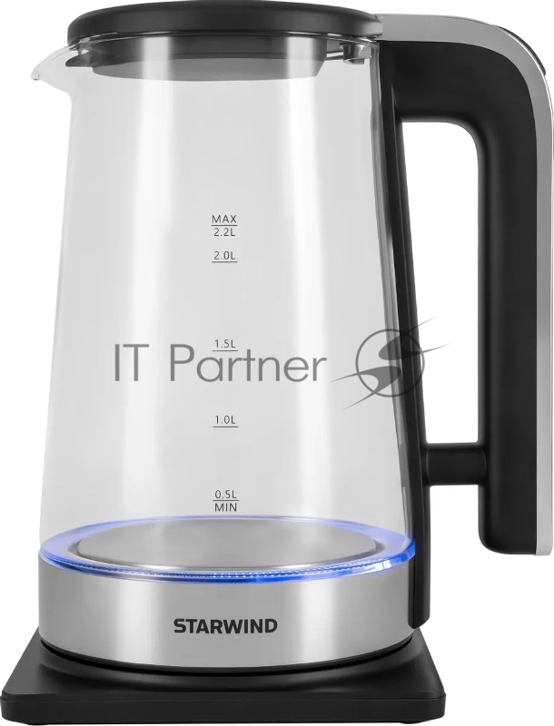 Чайник электрический Starwind SKG4043 2.2л. 1800Вт черный/серебристый корпус: стекло