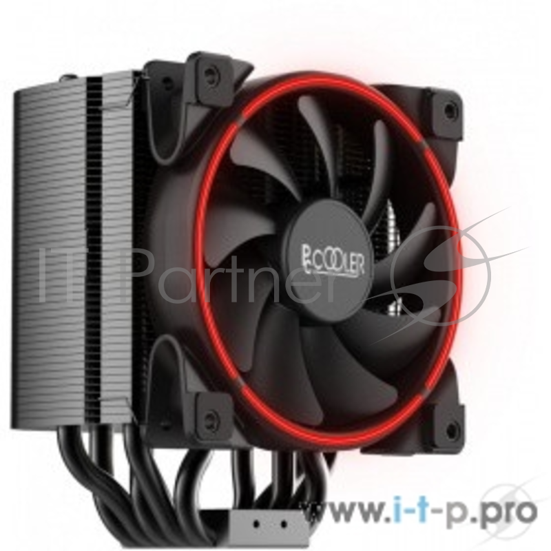 Кулер PCCooler GI-H58UB CORONA R LGA2066/2011/1366/115X/775/AM4 (10 шт/кор, TDP 240W, 120mm PWM SilentPro Red LED FAN, 5 тепловых трубок 8мм, 1000-1800RPM, 26,5dBa)